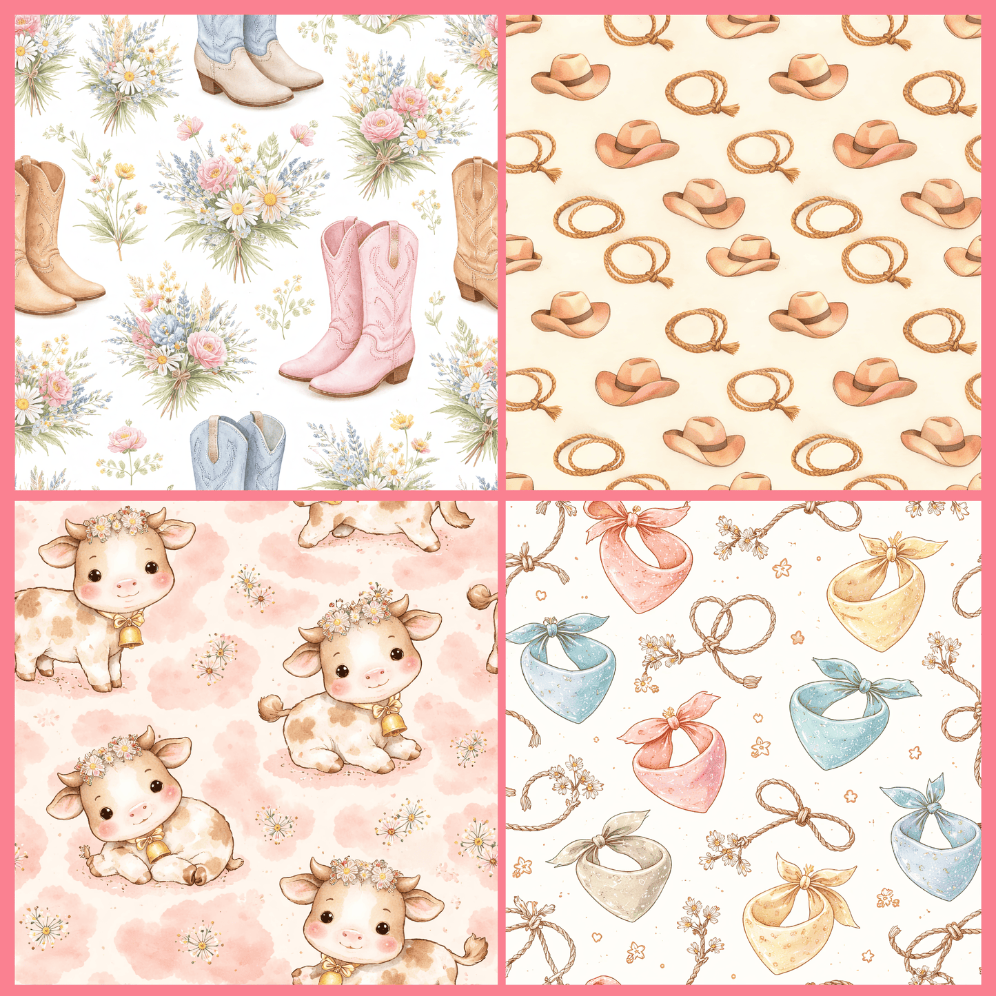 Pink Cowgirl Kids Clipart Bundle – Western Rodeo Girls PNG, Cute Baby Cowgirl Graphics, Commercial Use Clipart Pack