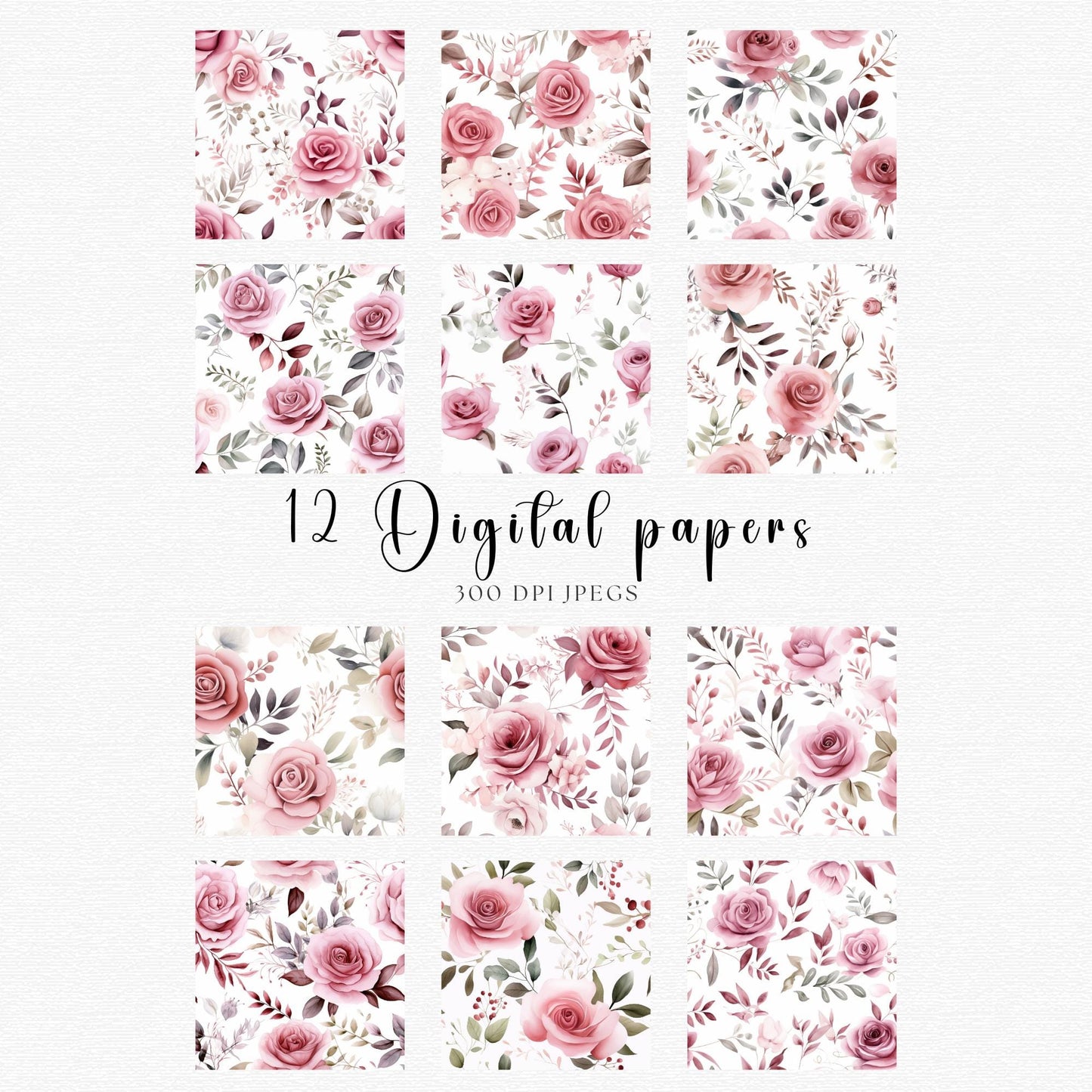 Pink Dusty Rose Digital Papers