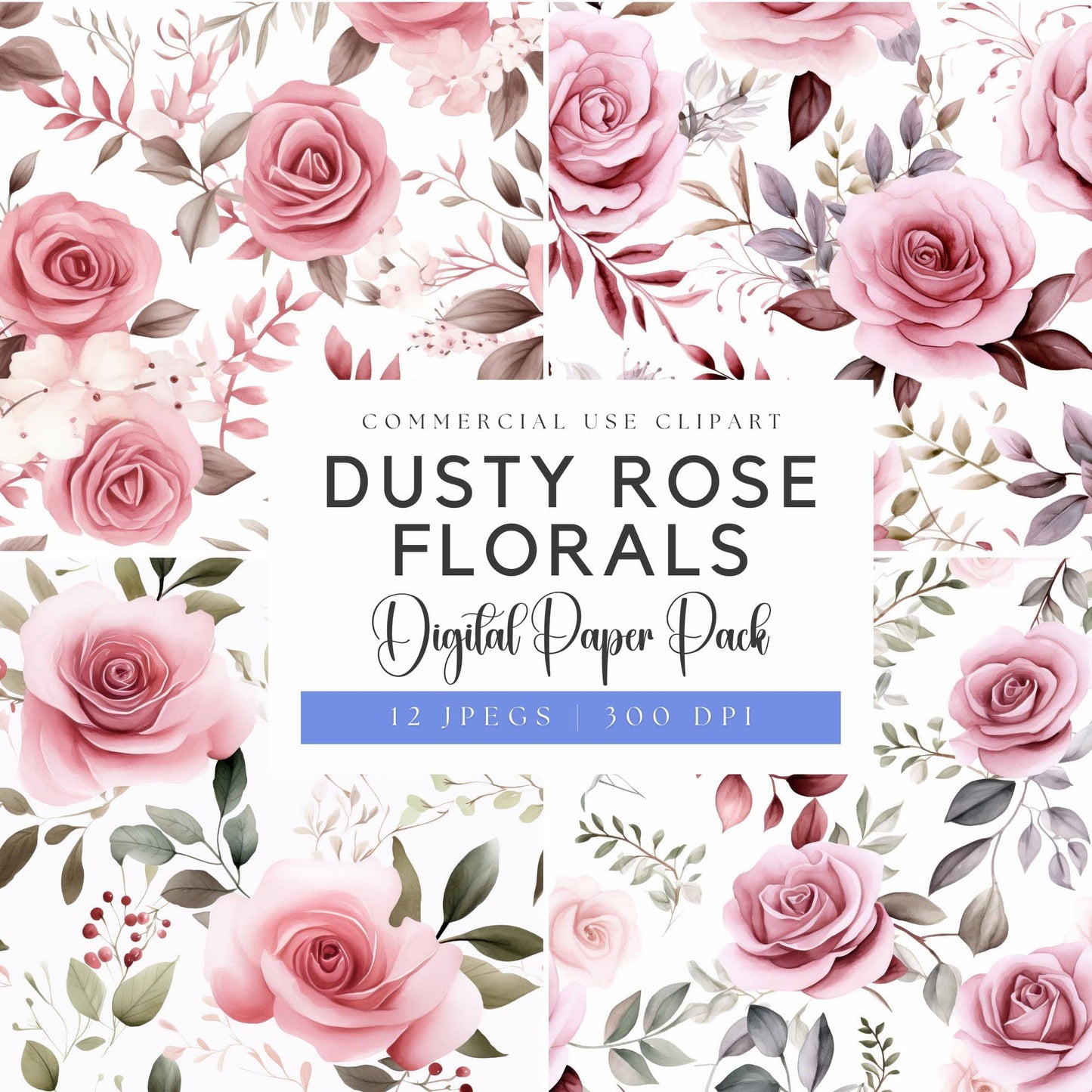 Pink Dusty Rose Digital Papers