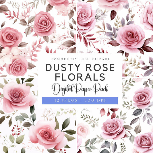 Pink Dusty Rose Digital Papers