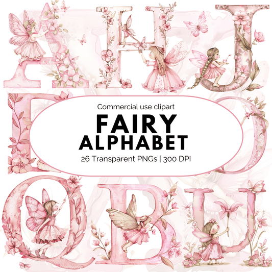 Pink Fairy Alphabet Clipart