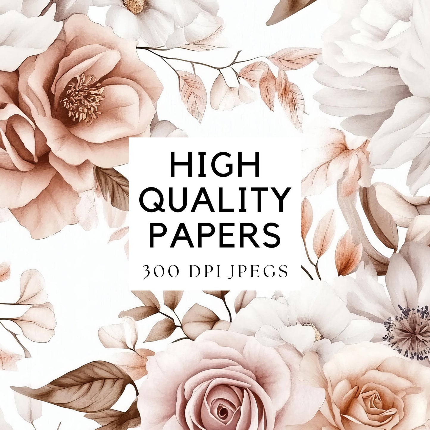 Pink Floral with Pampas Digital Papers
