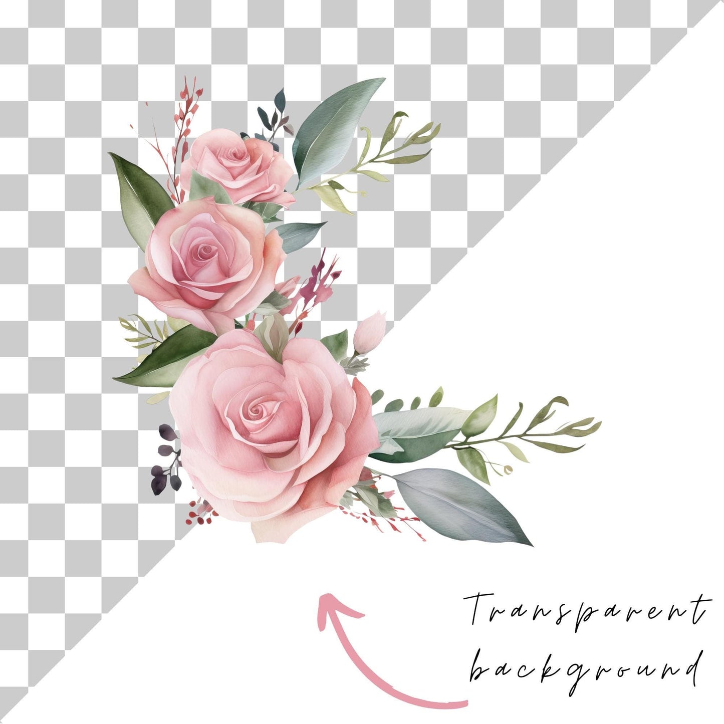 Pink Rose Corner Clipart