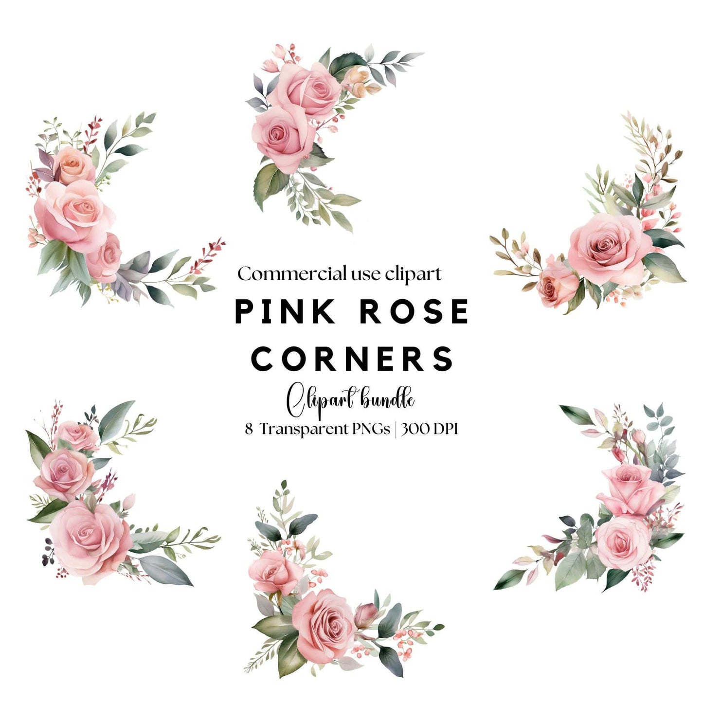 Pink Rose Corner Clipart