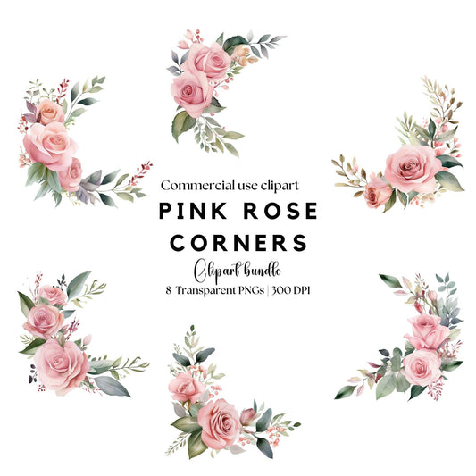 Pink Rose Corner Clipart