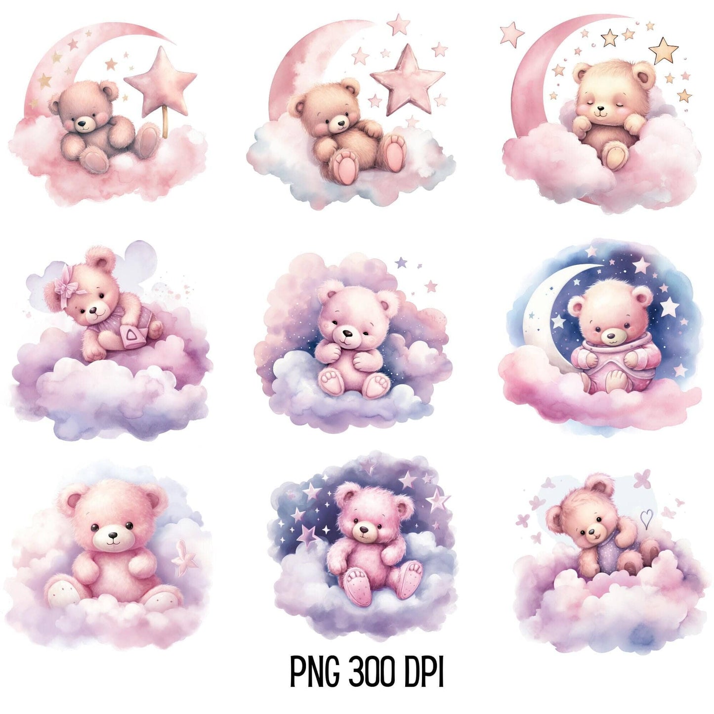 Pink Sleeping Teddy Bear Clipart