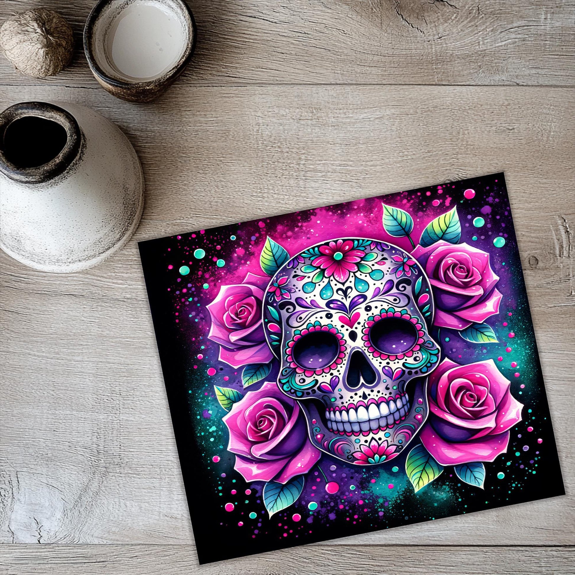 a picture of a skull with roses on it