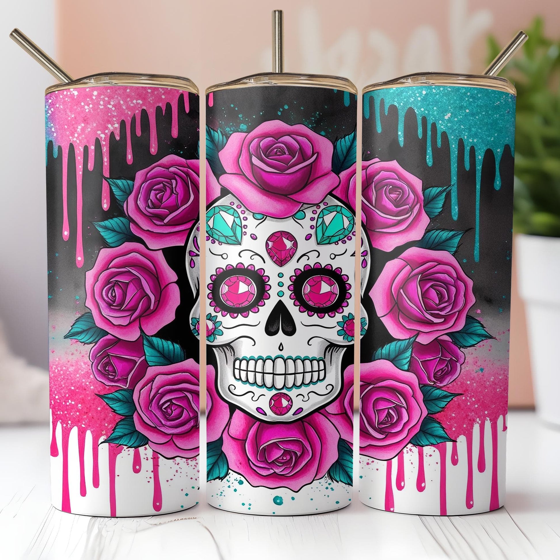 a couple of cans that have some flowers on them