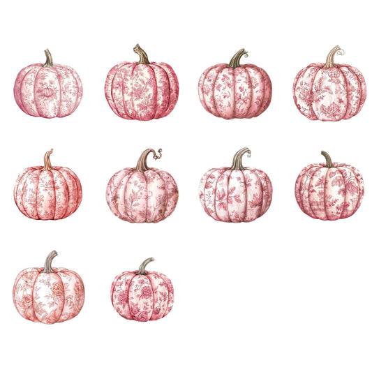 Pink Toile Pumpkin Clipart