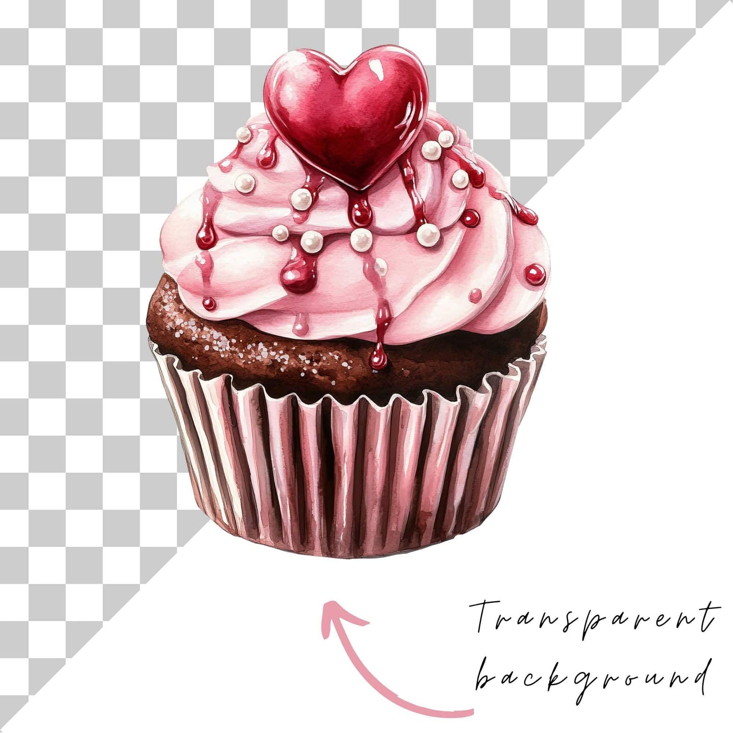 Pink Valentines Cupcake Clipart