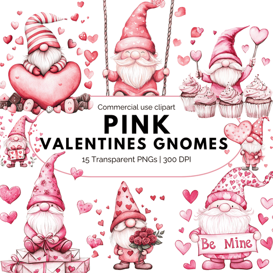 Pink Valentines Gnome Clipart