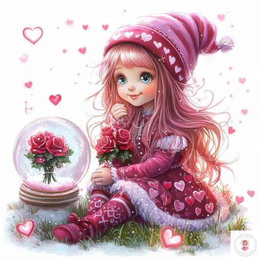 Pink Valentines Gnome Clipart