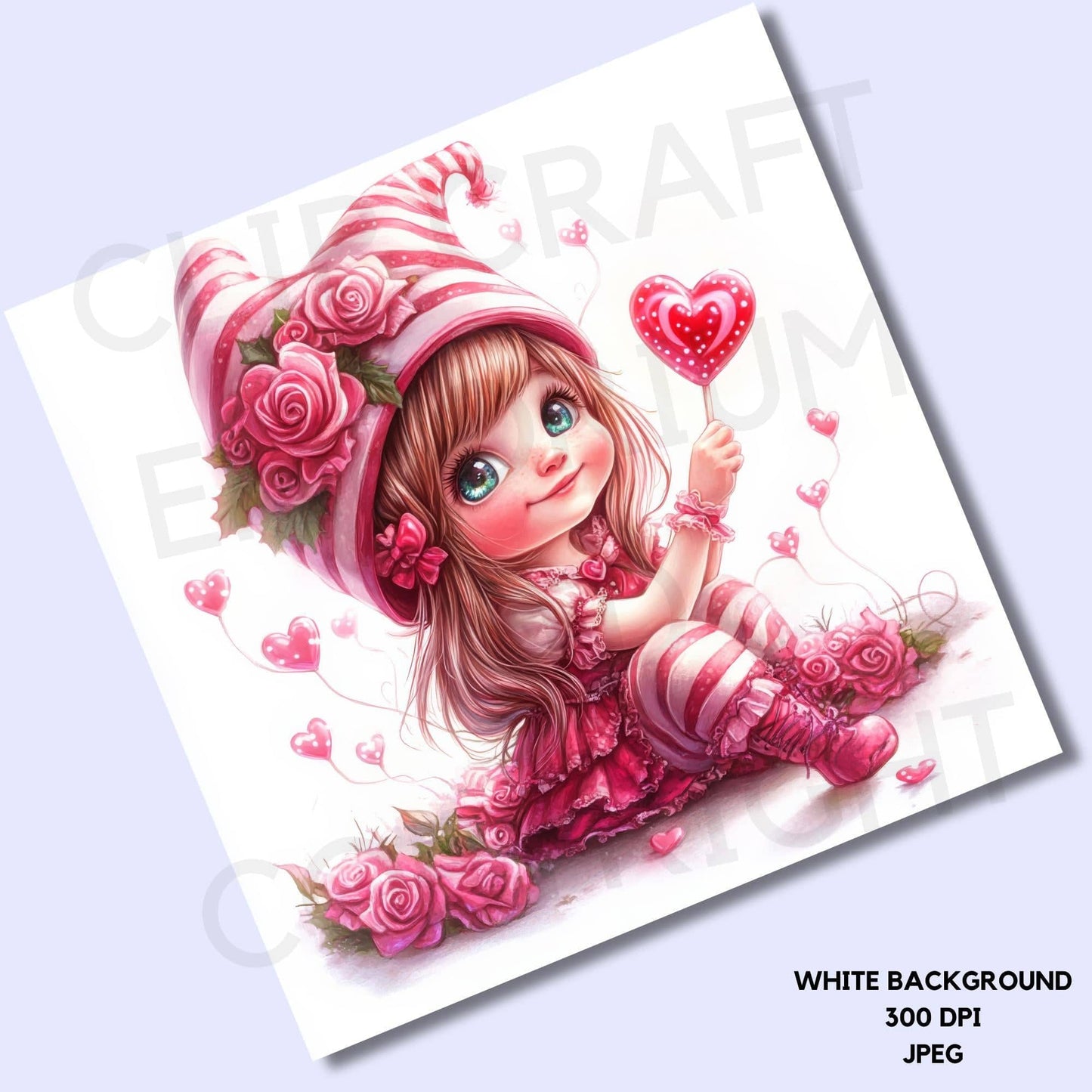 Pink Valentines Gnome Clipart