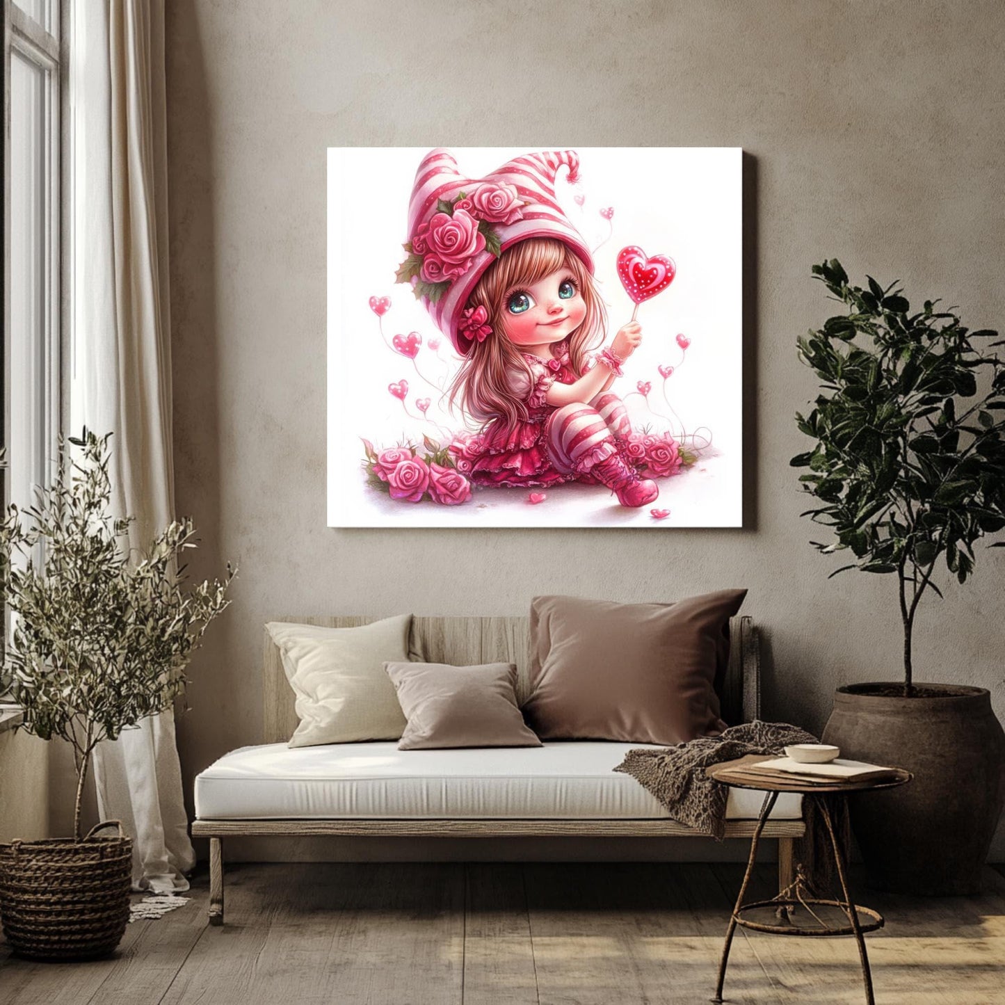Pink Valentines Gnome Clipart