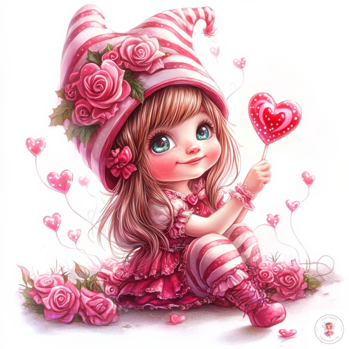 Pink Valentines Gnome Clipart