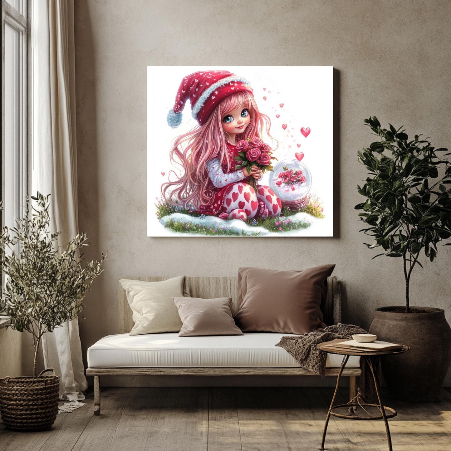 Pink Valentines Gnome Clipart