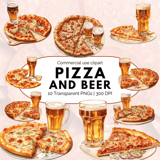 Pizza and Beer Clipart