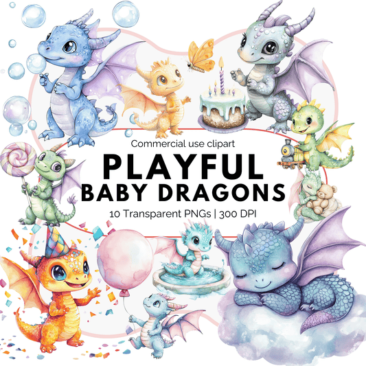 Playful baby dragon clipart