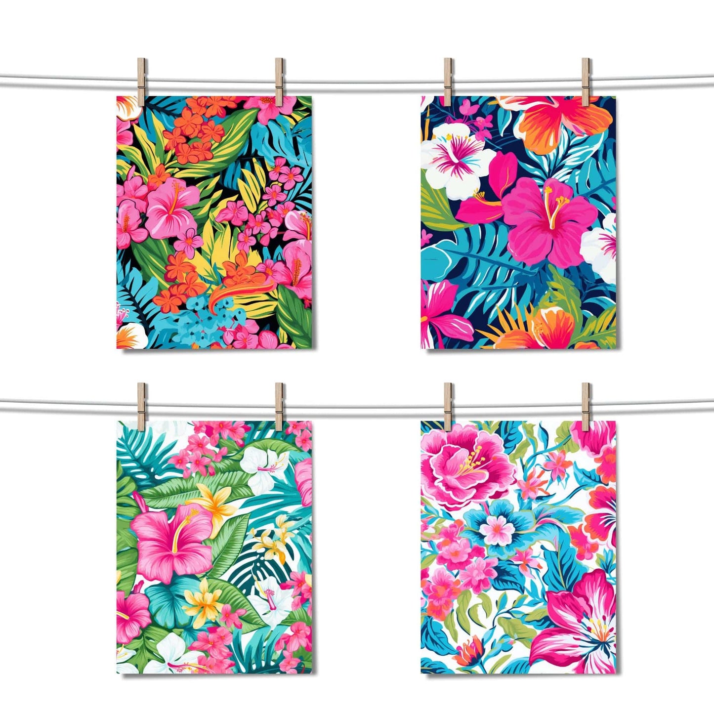 Preppy Floral Digital Papers