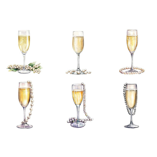 Prosecco and pearls clipart