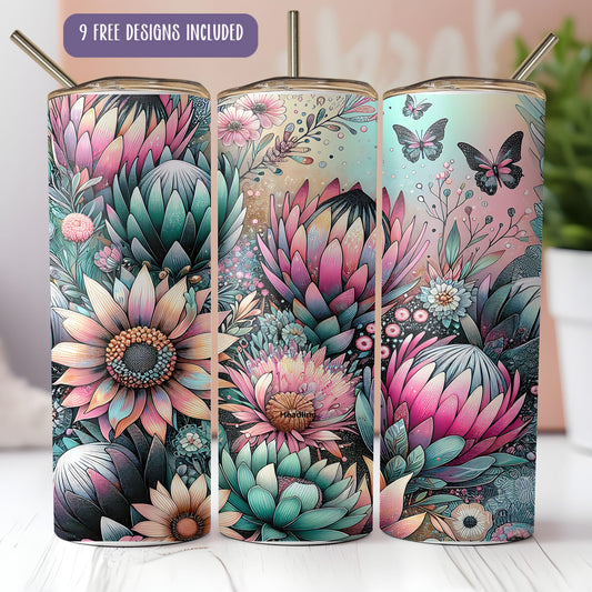 Protea Tumbler Wrap PNG
