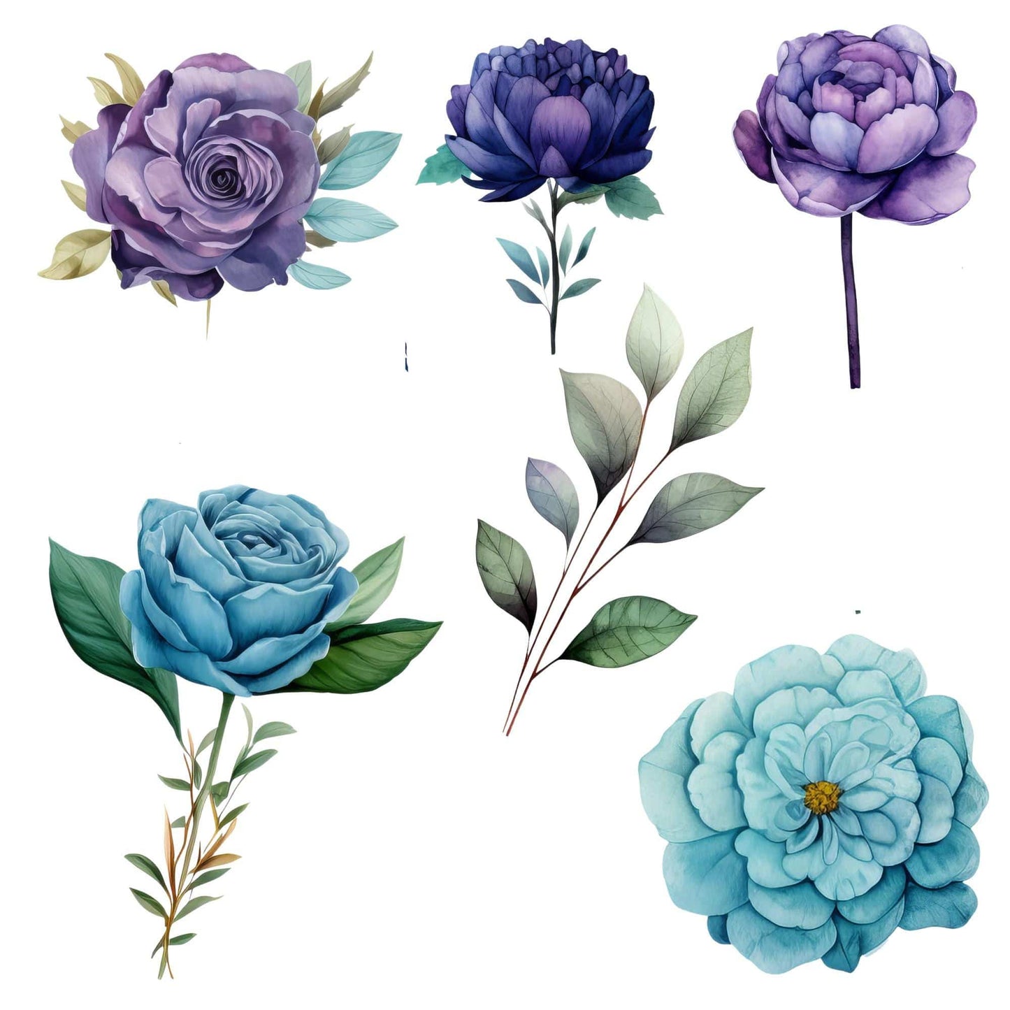 Purple and Teal Wedding Floral Clipart