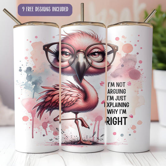 a pink flamingo with glasses on it's head and a quote on the