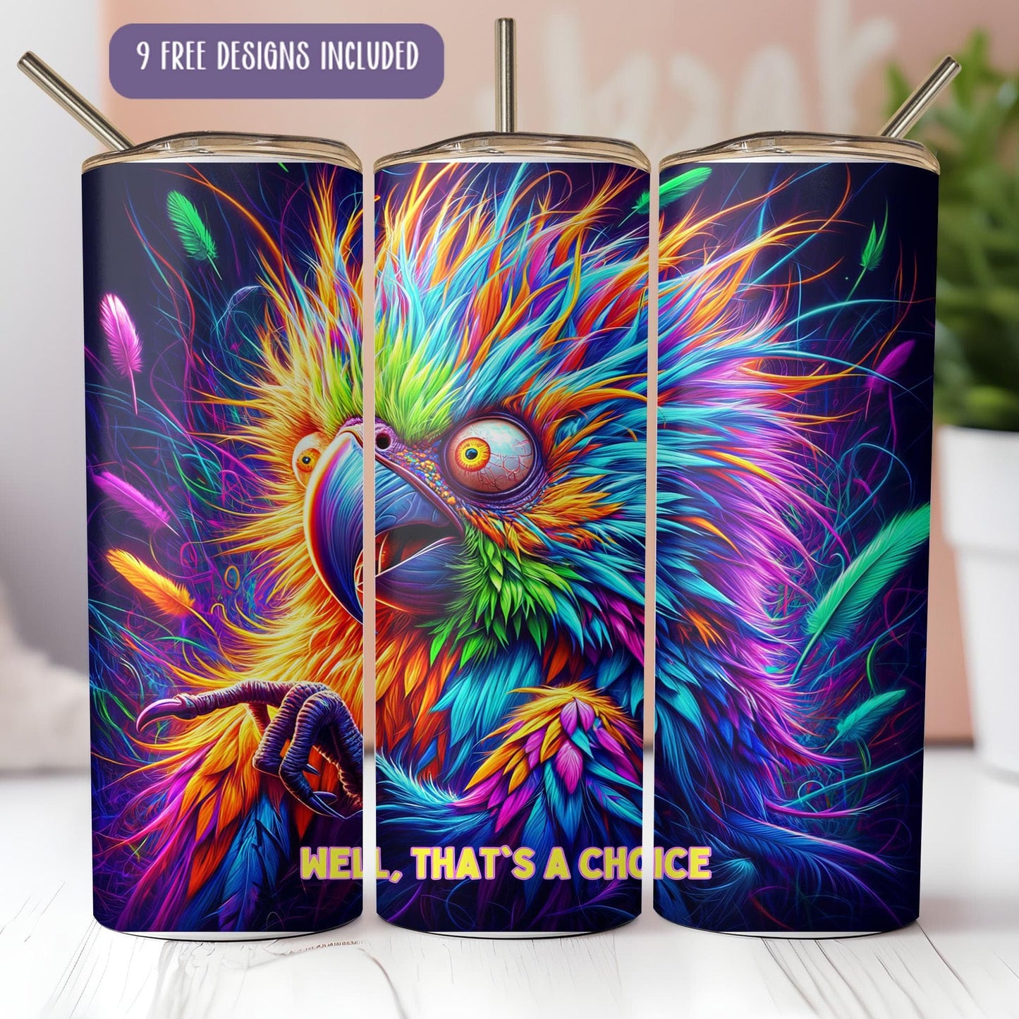 a colorful bird can cooler with the words mell that's a choice