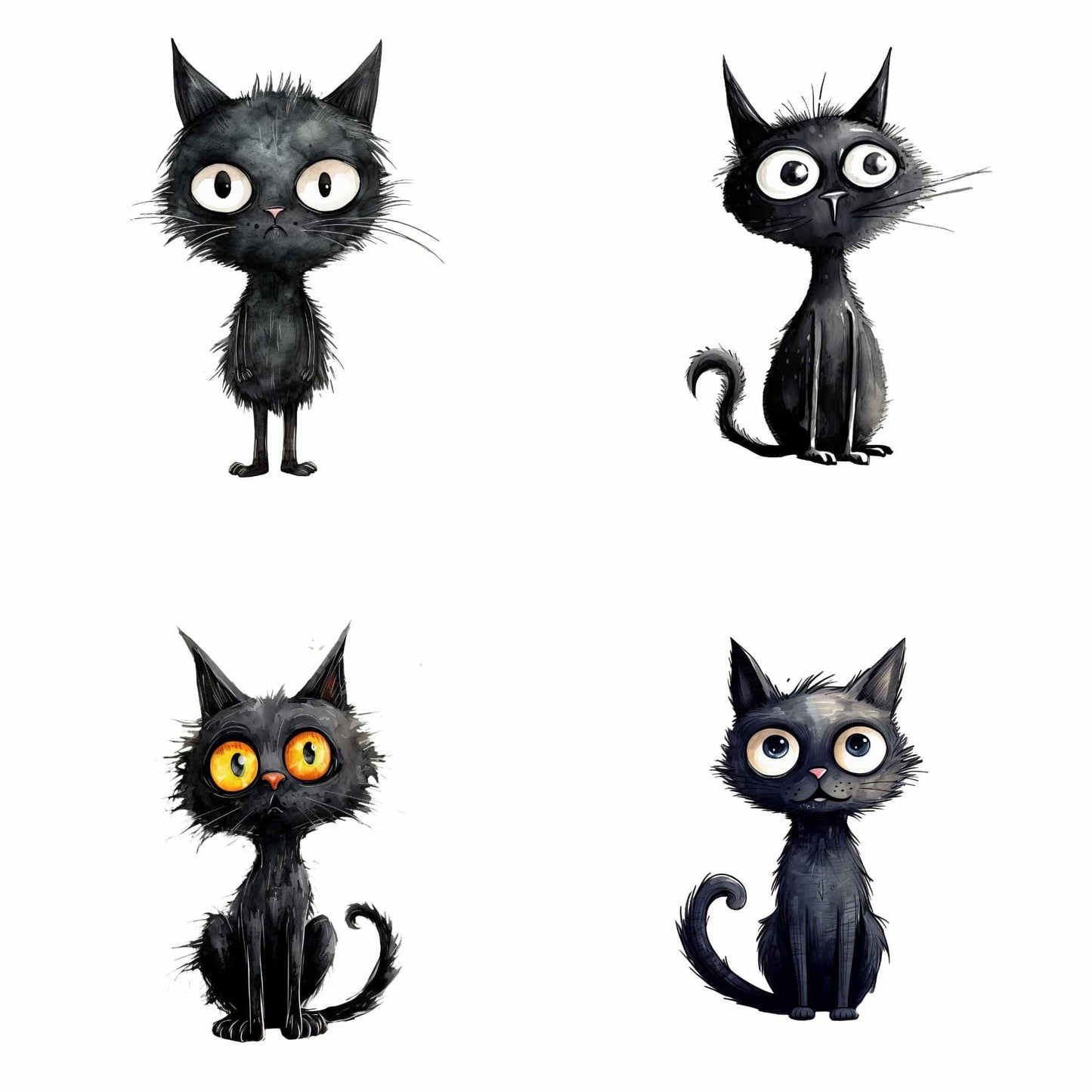 Quirky Black Cat Clipart