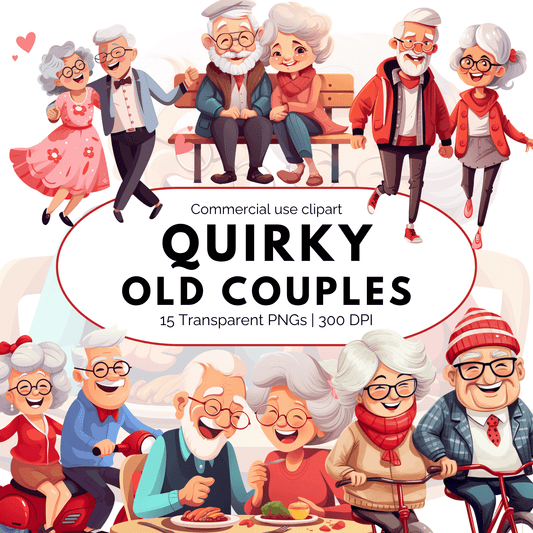 Quirky Old Couples Clipart