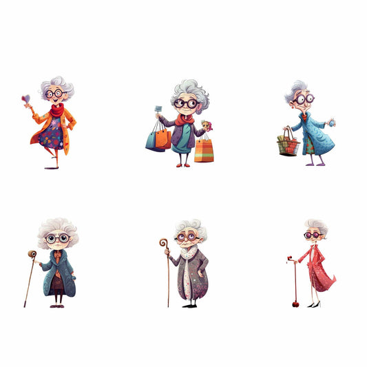 Quirky Old Ladies Clipart