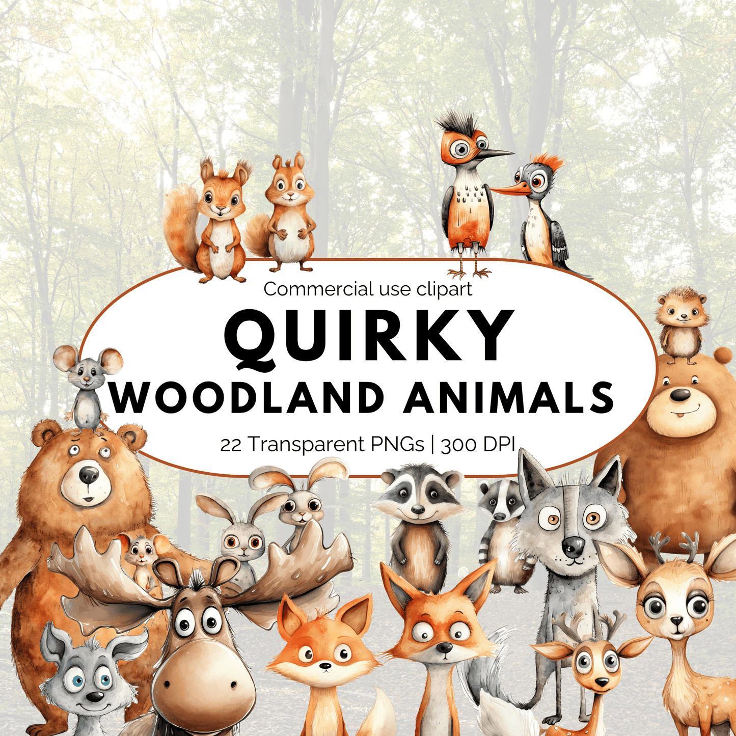 Quirky Woodland animal Clipart