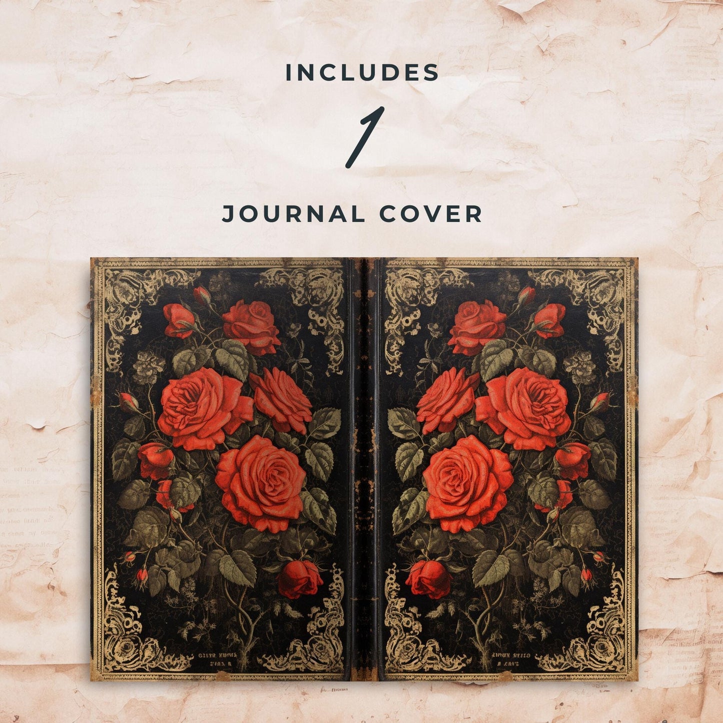 Red and Black Floral Junk Journal Mega Kit