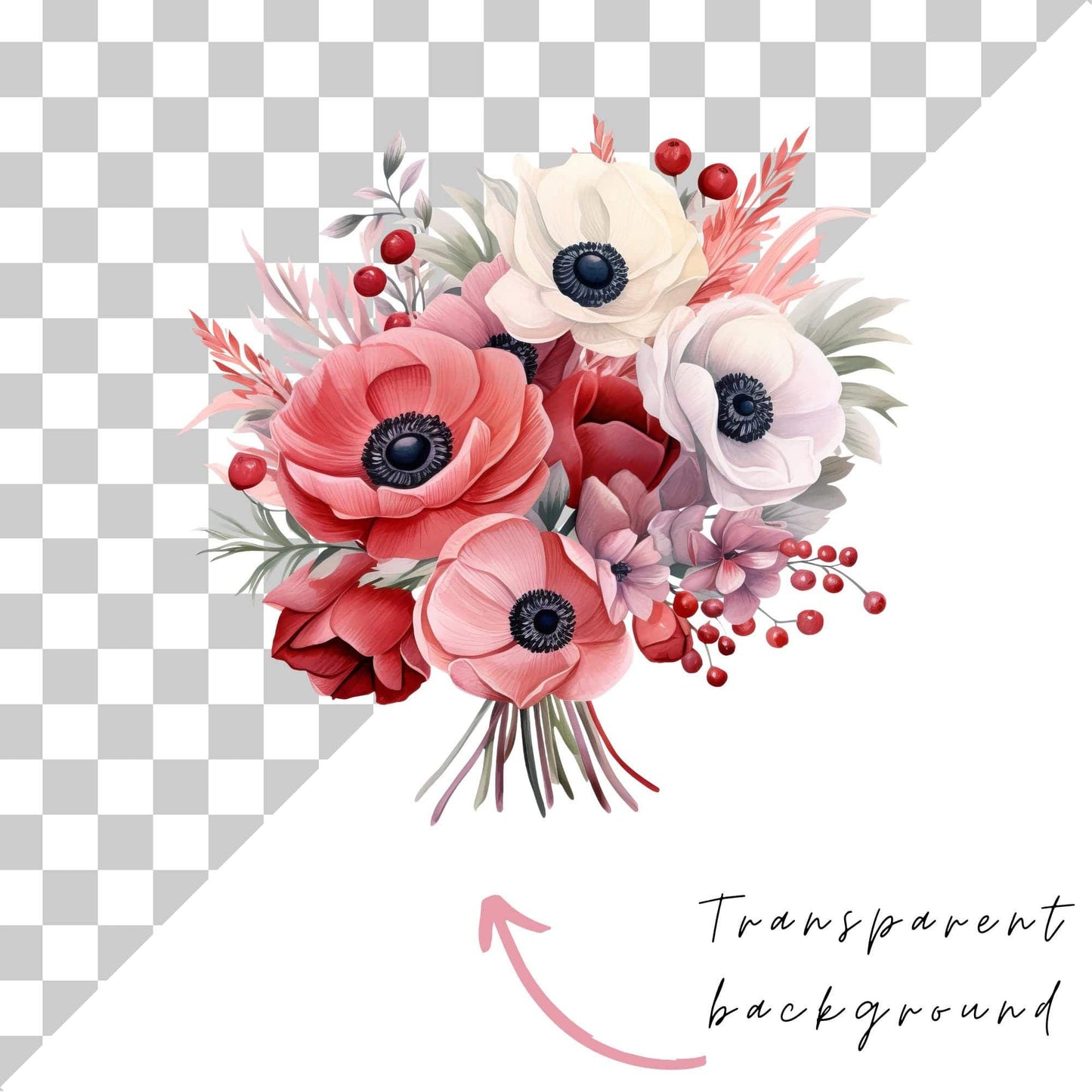 Red and Pink Anemone Clipart