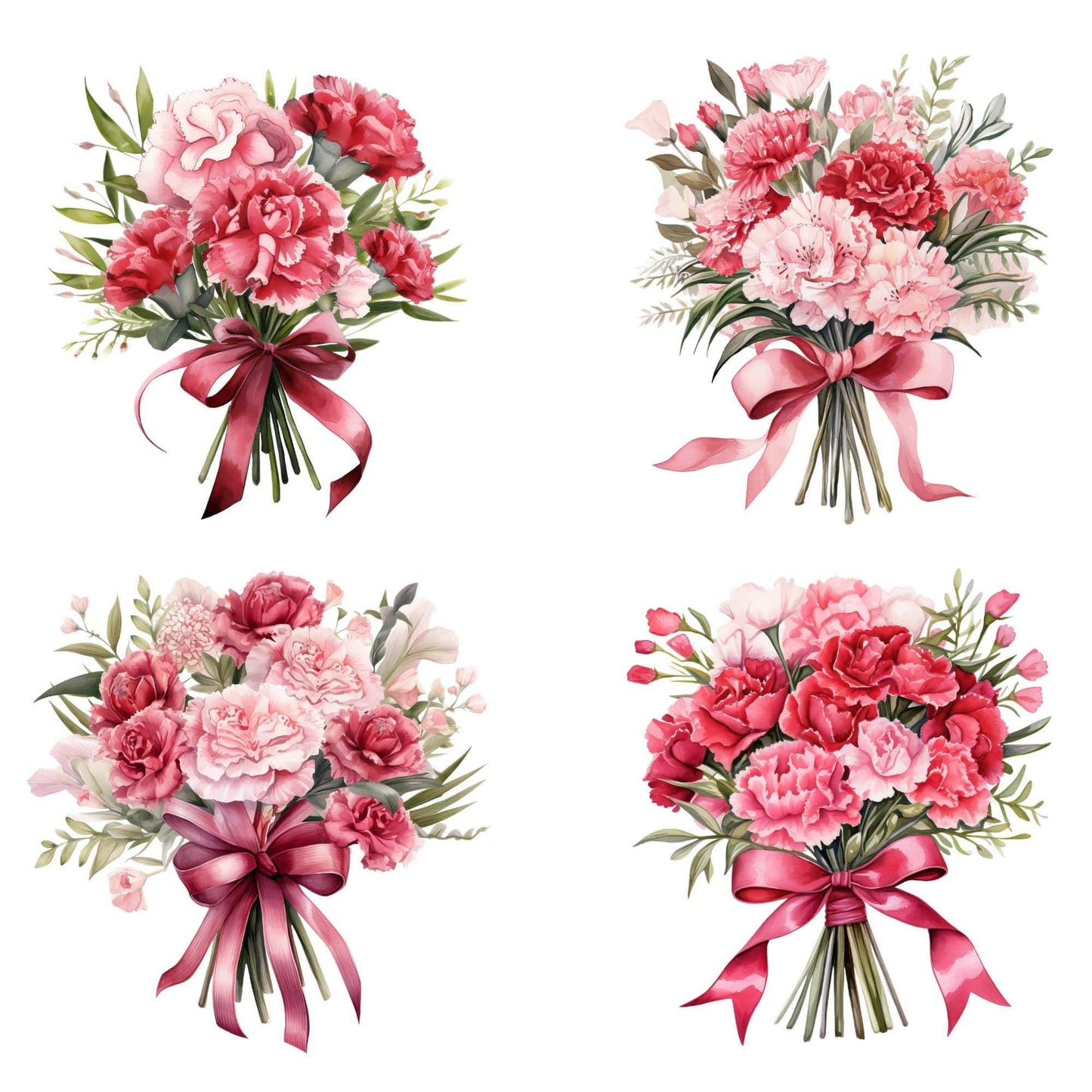 Red and Pink Carnation Clipart