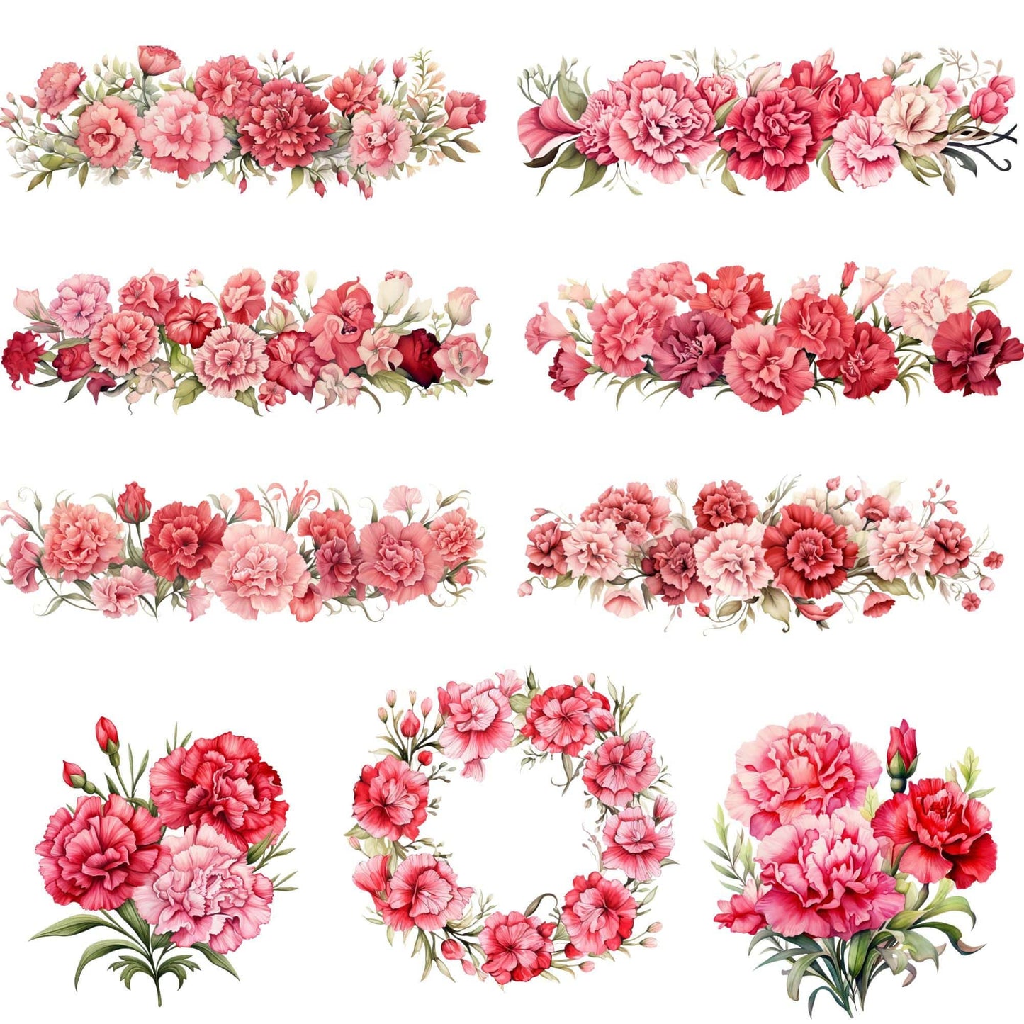 Red and Pink Carnation Clipart