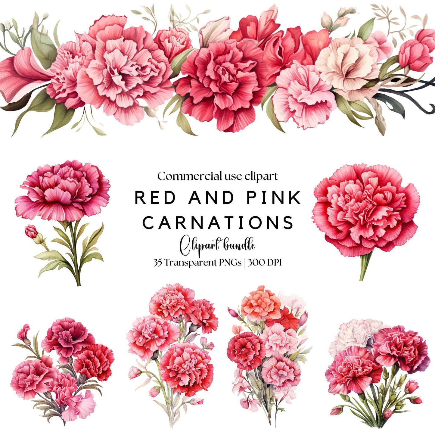 Red and Pink Carnation Clipart