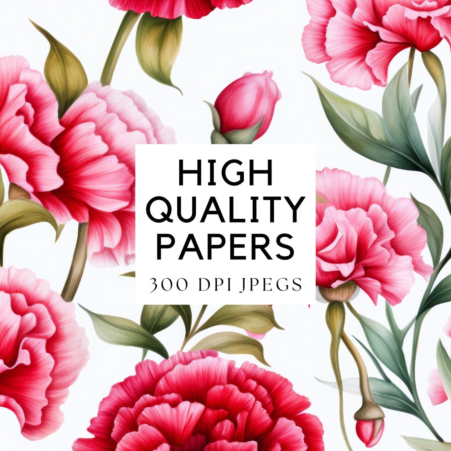 Red and Pink Carnations Digital Papers