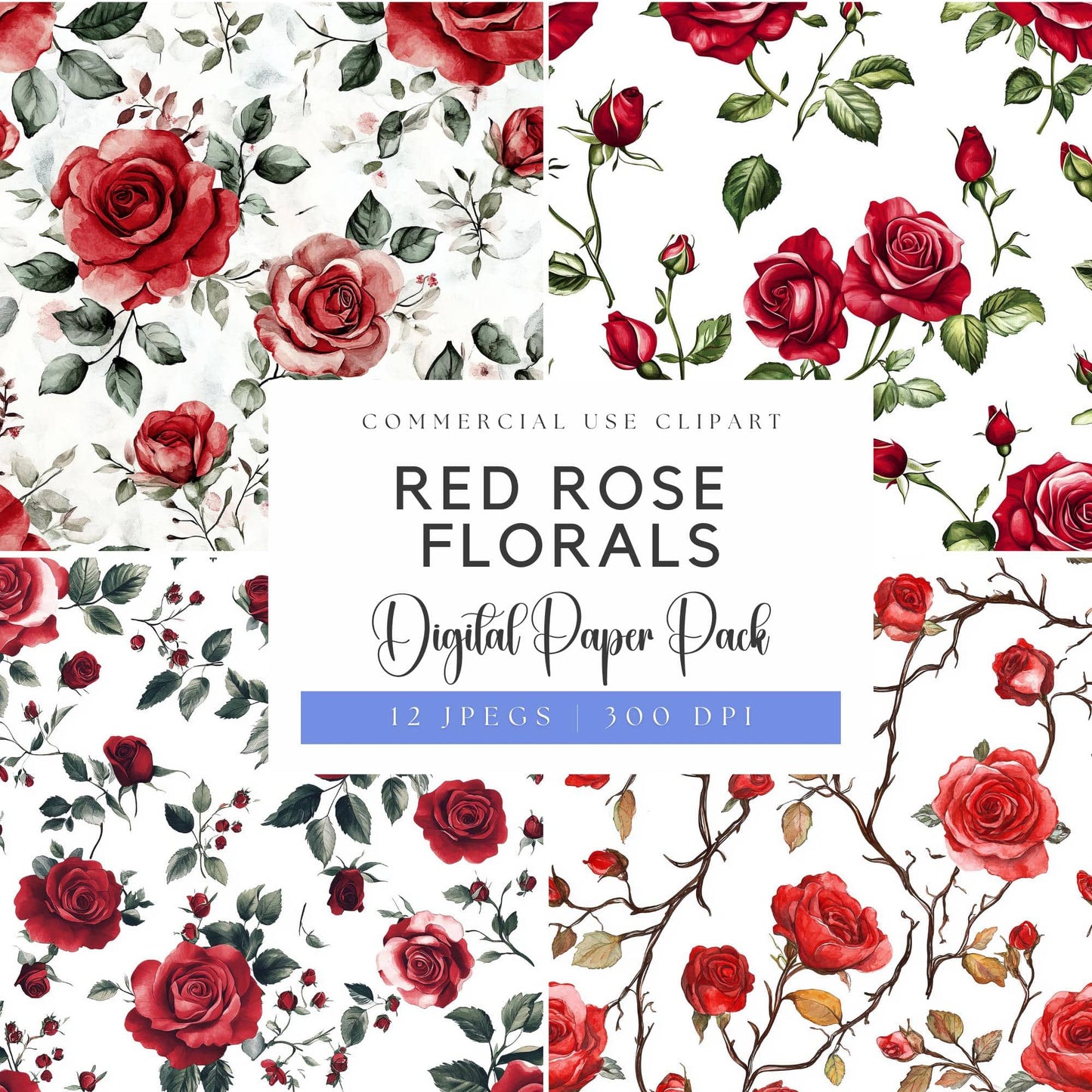 Red Rose Seamless Patterns
