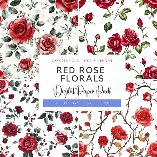 Red Rose Seamless Patterns