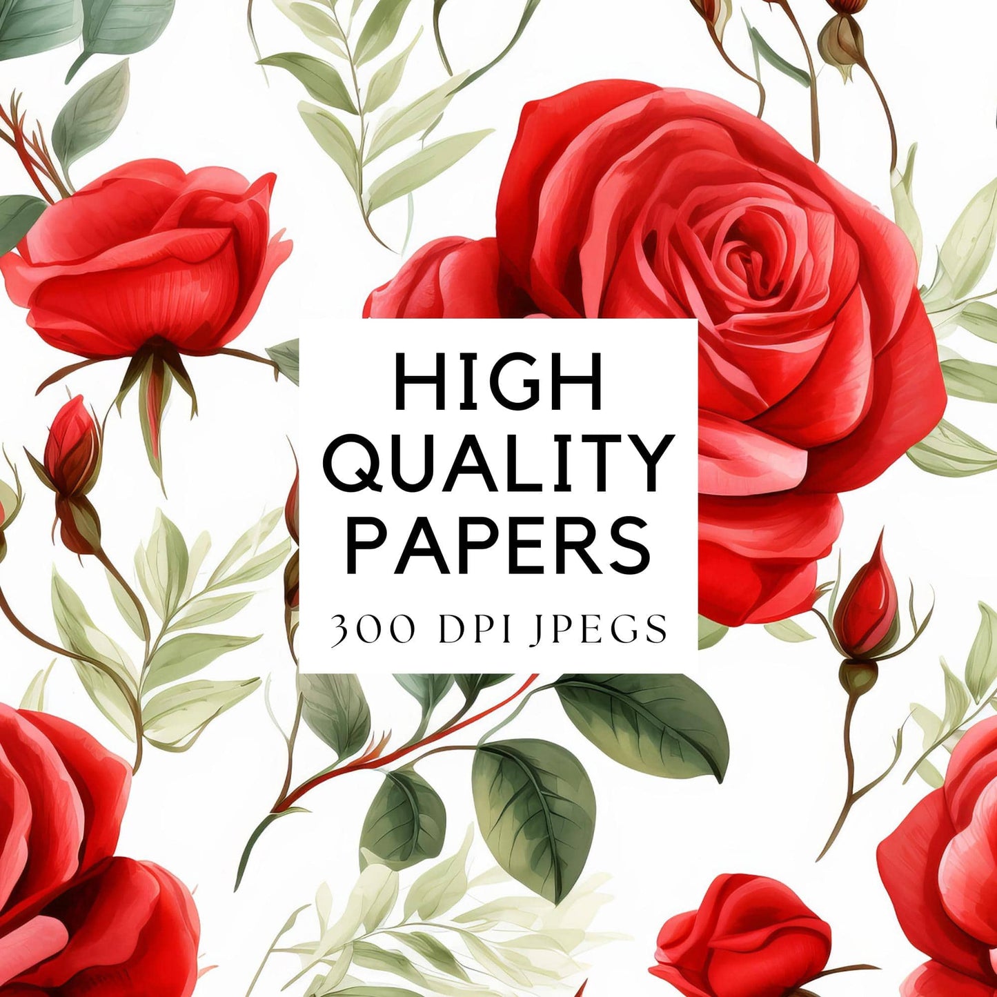 Red Roses Digital Papers