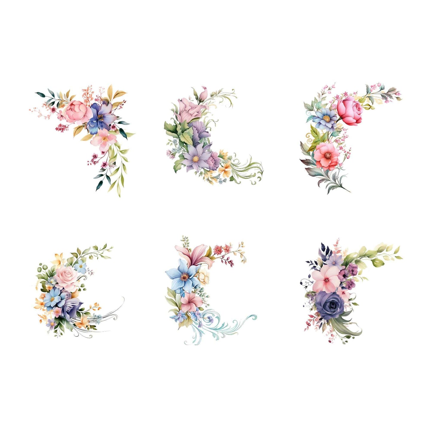Regency Floral Corner Arrangements Clipart