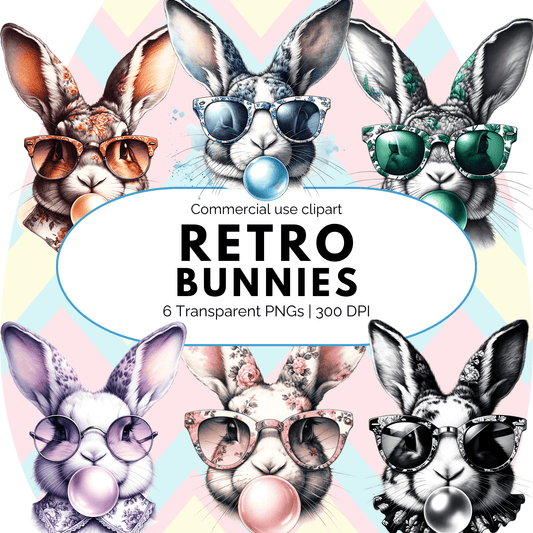 Retro Vintage Glasses Bunny Png Design