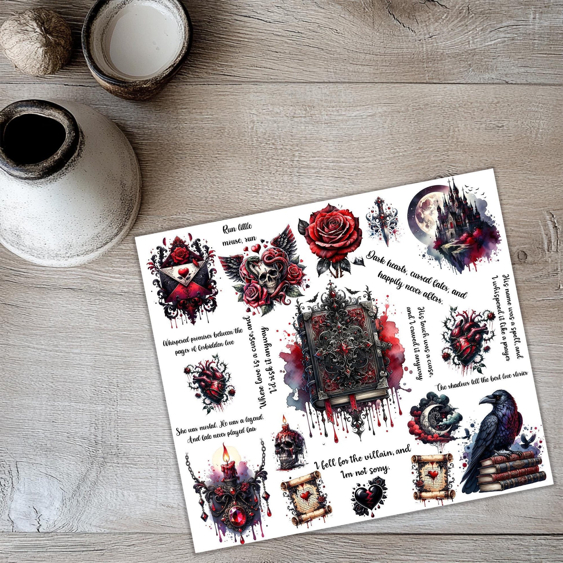 a sticker sheet with a bunch of tattoos on it
