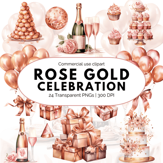 Rose Gold Celebration Clipart