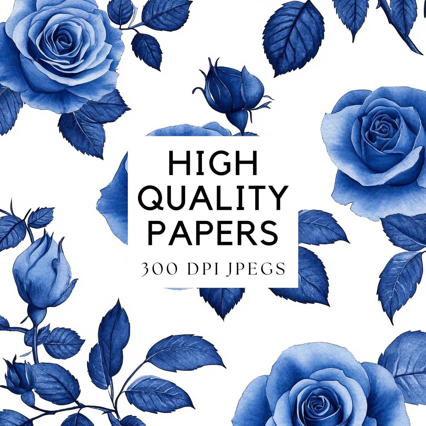 Royal Blue Rose Digital Papers