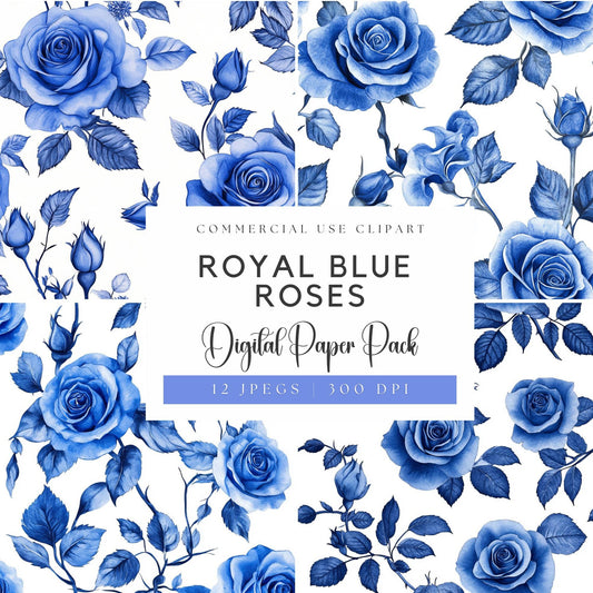 Royal Blue Rose Digital Papers