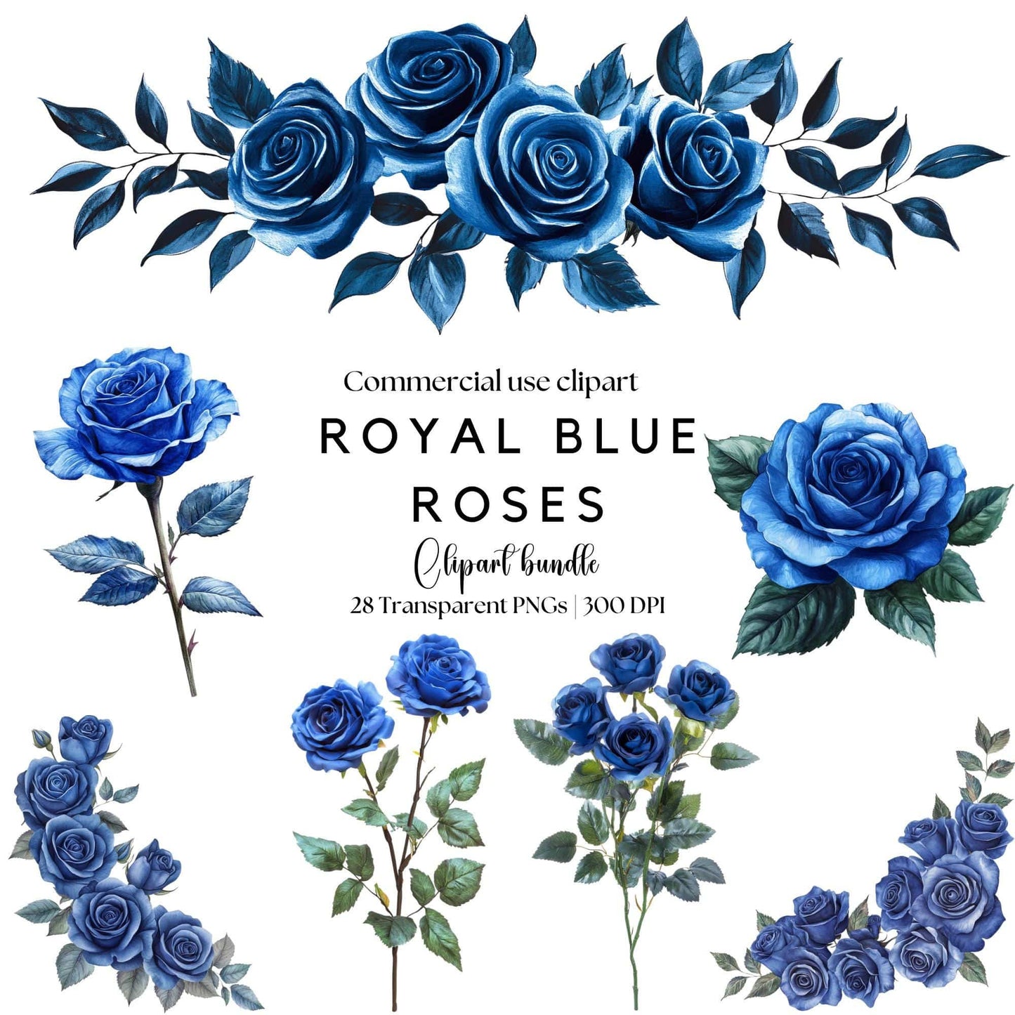 Royal Blue Roses Clipart