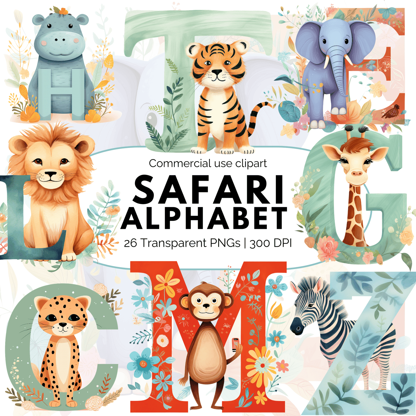 Safari Alphabet Clipart
