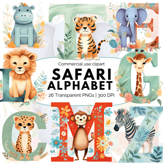 Safari Alphabet Clipart